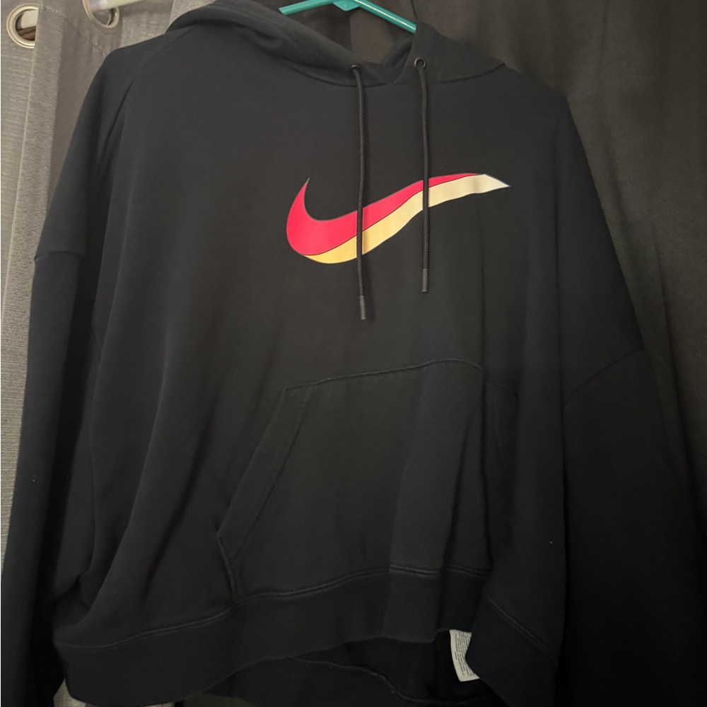 Nike Black Hoodie with Red and Yellow Swoosh